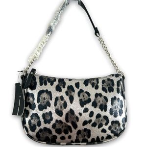 Nwt International Concepts Zoiey Black & Silver Leopard Print Shoulder Bag Purse